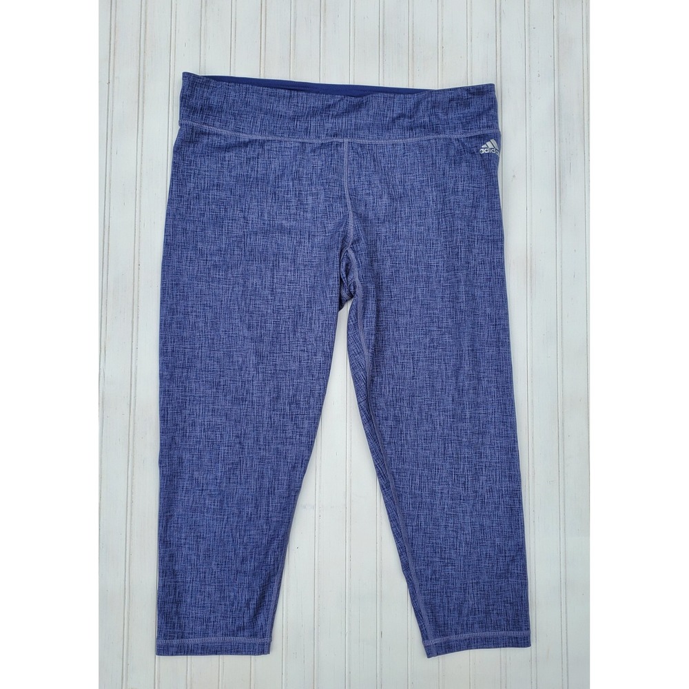 Adidas Climalite Purple Space Dye Cropped Leggings Womens XL Athletic Yoga Pants